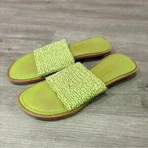 Bob Baker Bright Neon Green Sandal Woven Slides Women’s Size 7
